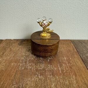 1985 SPOONTIQUES Juggling Clown Gold Pewter Crystal Balls Music‎ Box